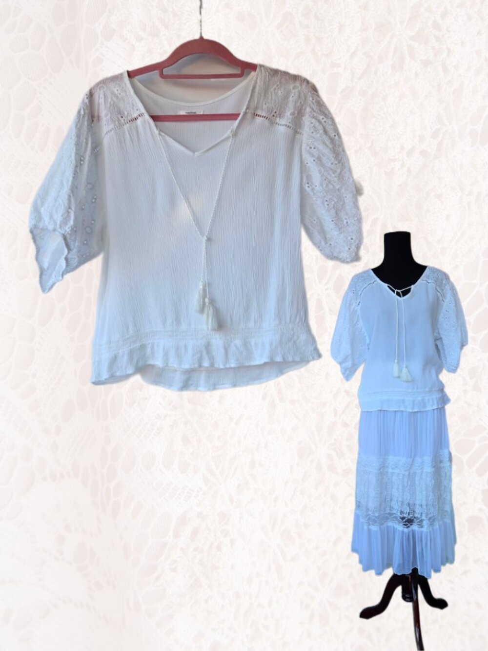 Maurices White Blouse Prairie Puff Sleeves Romantic Boho Cottage